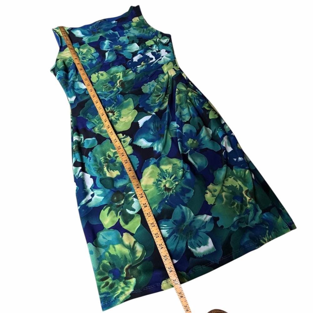Lauren Ralph Lauren Blue Green Floral Sleeveless Dress, 10 - Picture 6 of 8
